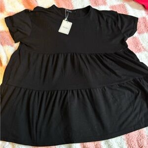 Simply Be Black Tiered Short Sleeve T-Shirt